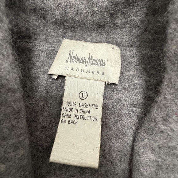 Neiman Marcus Sweater Womens Large Gray 100% Cashmere Open Front Cardigan - Picture 4 of 5